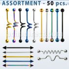 blk233 surtido piercings 50 barbells industriales acero quirurgico anodizado distribuidor mayorista