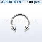 blk23a surtido piercings 100 barbells circulares ceja acero quirurgico conos 3mm mayorista