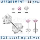 blk261s surtido piercings plata 24 pares piercings oreja plata esterlina 925 zirconia estrella distribuidor mayorista