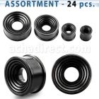 blk270 surtido piercings 12 dilataciones tunel doble flare madera areng negra abertura conica rayada al por mayor