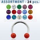 blk285 surtido piercings 24 barbells circulares ceja acero quirurgico ceja labio bolas multi cristal ferido venta