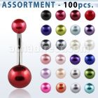 blk309 surtido piercings 100 piercings ombligo acero quirurgico bolas perlas falsas 5 8mm mayorista