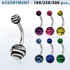 blk337 surtido piercings surtido piercings ombligo acero quirurgico bolas rayas cebra 5 8mm 10mm venta