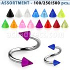 blk353 surtido piercings surtido espirales ceja acero quirurgico conos acrilico uv 3mm 8mm distribuidor mayorista