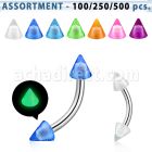 blk360 surtido piercings surtido bananas ceja acero quirurgico conos brillan oscuridad 3mm 8mm mayorista