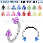 blk378 surtido piercings barbells circulares acero quirurgico variados conos acrilicos 3mm sombrlla playa  8mm al por mayor