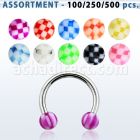 blk383 surtido piercings barbells circulares acero quirurgico variados bolas acrilicas cuadros 3mm brillan oscuridad 8mm distribuidor