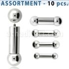 blk388 surtido piercings 10 barbell lengua con mas acero 316l brillo espejo bolas rosca interna al por mayor