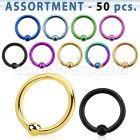 blk393 surtido piercings 50 aros bola presion acero quirurgico pvd bola 2 5mm mayorista