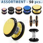 blk412 surtido piercings 50 plugs falsos magneticos acero anodizado anillos goma distribuidor mayorista