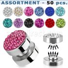 blk417 surtido piercings 50 plugs falsos magneticos acero quirurgico cristal ferido mayorista