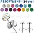 blk438 surtido piercings 24 pares variados piercings oreja acero inoxidable cristal ferido venta