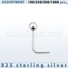 blk459 surtido por mayorpiercing nariz l plata esterlina 925 0 6mm bola 1 5mm distribuidor mayorista