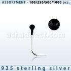 blk460 surtido por mayorpiercing nariz l plata esterlina 925 0 6mm bola negro 1 5mm distribuidor mayorista