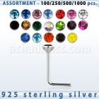 blk465 surtido por mayorpiercing nariz l plata esterlina 925 0 6mm cristal redondo 2mm distribuidor