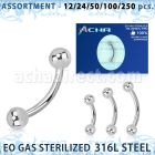 blk468 surtido piercings surtido 250 50 piercings esterilizados bananas ceja acero quirurgico 316l bolas 3mm 8mm 12mm venta