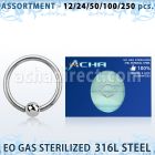 blk480 surtido piercings surtido 250 50 piercings esterilizados aros bola presion acero 316l bola 4mm 8mm 16mm distribuidor mayorista