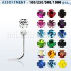 blk495 surtido por mayorpiercing nariz l plata esterlina 925 0 6mm cristal redondo 1 4mm al por mayor