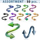 blk502 surtido piercings 50 espirales acero quirurgico pvd conos 3mm mayorista