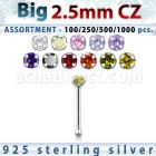 blk521 surtido por mayor piercings nariz plata piercings nariz hueso plata esterlina 925 0 6mm zirconia redonda 2 5mm venta