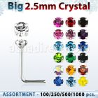 blk529 surtido por mayor piercing nariz plata piercings nariz plata esterlina 925 0 6mm cristal redondo 2 5mm al por mayor