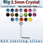 blk535 surtido por mayor piercing nariz plata piercings nariz plata esterlina 925 0 6mm cristal redondo 2 5mm venta