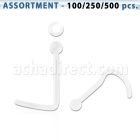 blk543 surtido piercings surtido retainers piercing nariz l bio flexible transparente bola 2mm al por mayor