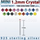 blk669 silver bend it nose stud bulk w 1.2mm prong set crystals