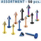 blk74 surtido piercings 50 labrets acero 316l anodizado cono 3mm 8mm 10mm bola 4mm 8mm distribuidor mayorista