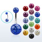 bn2fr105 piercing ombligo acero quirurgico bola 5mm otra 10mm multi cristal ferido mayorista