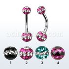 bn2frsd piercing ombligo acero quirurgico bolas multi cristal ferido 5mm 6mm triple linea distribuidor mayorista