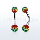 bn2frsr piercing ombligo acero quirurgico bolas 5mm 6mm multi cristal ferido rayas color rasta al por mayor