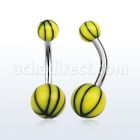 bndxk piercing ombligo acero quirurgico bolas acrilicas 5 8mm pelota baloncesto amarilla negra distribuidor mayorista