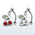 bner447 banana ceja acero quirurgico bolas acero 3mm cerezas cristal rojas s hoja cristal verde 8mm distribuidor mayorista