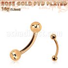 bnettb banana ceja acero quirurgico pvd oro rosa bolas 3mm al por mayor