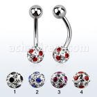 bnfr6a piercing ombligo acero quirurgico bola acero 5mm bola 6mm multi cristal ferido puntos distribuidor mayorista