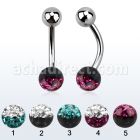 bnfr6e piercing ombligo acero quirurgico bola acero 5mm bola 6mm multi cristal ferido colores mayorista