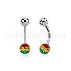bnfr6r piercing ombligo acero quirurgico bola acero 5mm bola multi cristal ferido 6mm rayas color rasta al por mayor