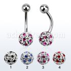 bnfr8a piercing ombligo acero quirurgico bola acero 5mm bola multi cristal ferido 8mm puntos venta
