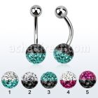 bnfr8e piercing ombligo acero quirurgico bola acero 5mm bola multi cristal ferido colores venta