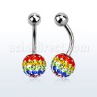 bnfr8g piercing ombligo acero quirurgico bola acero 5mm bola multi cristal ferido 8mm bandera gay venta