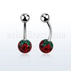 bnfr8s piercing ombligo acero quirurgico bola acero superior bola multi cristal pegado ferido diseno fresa cubierta resina