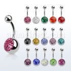 bnmtj15 piercing ombligo acero quirurgico media bola acero 10mm cristal ferido bola acero liso 5mm distribuidor mayorista