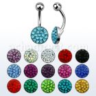 bnmtj16 piercing ombligo acero quirurgico disco plano 10mm cristal ferido bola acero liso 5mm al por mayor