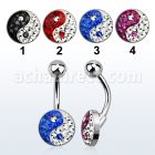 bnmtj17 piercing ombligo acero quirurgico disco plano 10mm cristal ferido ying yang bola acero liso 5mm venta