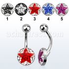 bnmtj20 piercing ombligo acero quirurgico disco plano 10mm cristal ferido estrella bola acero liso 5mm mayorista