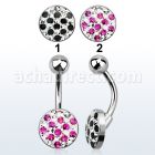 bnmtj23 piercing ombligo acero quirurgico disco plano 10mm cristal ferido puntos bola acero liso 5mm mayorista