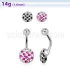 bnmtj23 piercing ombligo acero quirurgico disco plano 10mm cristal ferido puntos bola acero liso 5mm mayorista