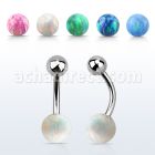bnop6 piercing ombligo acero quirurgico bola 6mm opalo bola 5mm acero venta