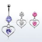 bnrz115 piercing ombligo acero quirurgico zirconia 8mm colgante corazon zirconia interior corazon 38 10mm al por mayor